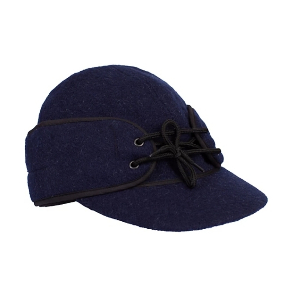 Wyoming Traders Navy Mackenzie Wool Cap with Black Trim 7.5